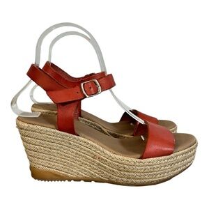 Apaseart Espadrilles Women's Wedge Shoes Size 39 Dark Orange Leather